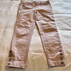 Talbots blush pink crop jeans with buttons at the ankle. Size 4. EUC.
